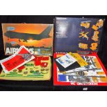 MECCANO SET 3M, a similar part set and a vintage 'Parker Airways' board game Note tape and some