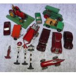 DINKY TOYS; AN AUSTIN DEVON, an Austin truck and a collection of similar model vehicles and signs,