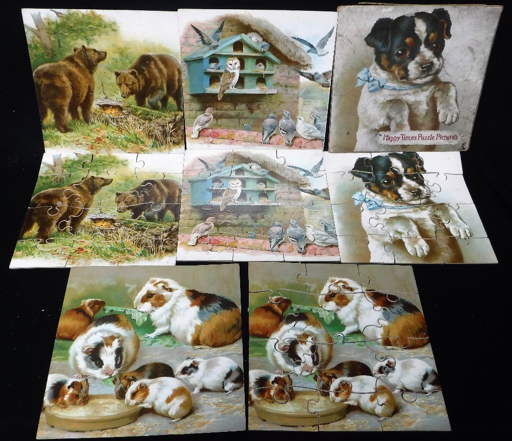 FOUR VICTORIAN 'HAPPY TIMES PUZZLE PICTURES' with matching printed sheets, note box is there but - Image 2 of 2