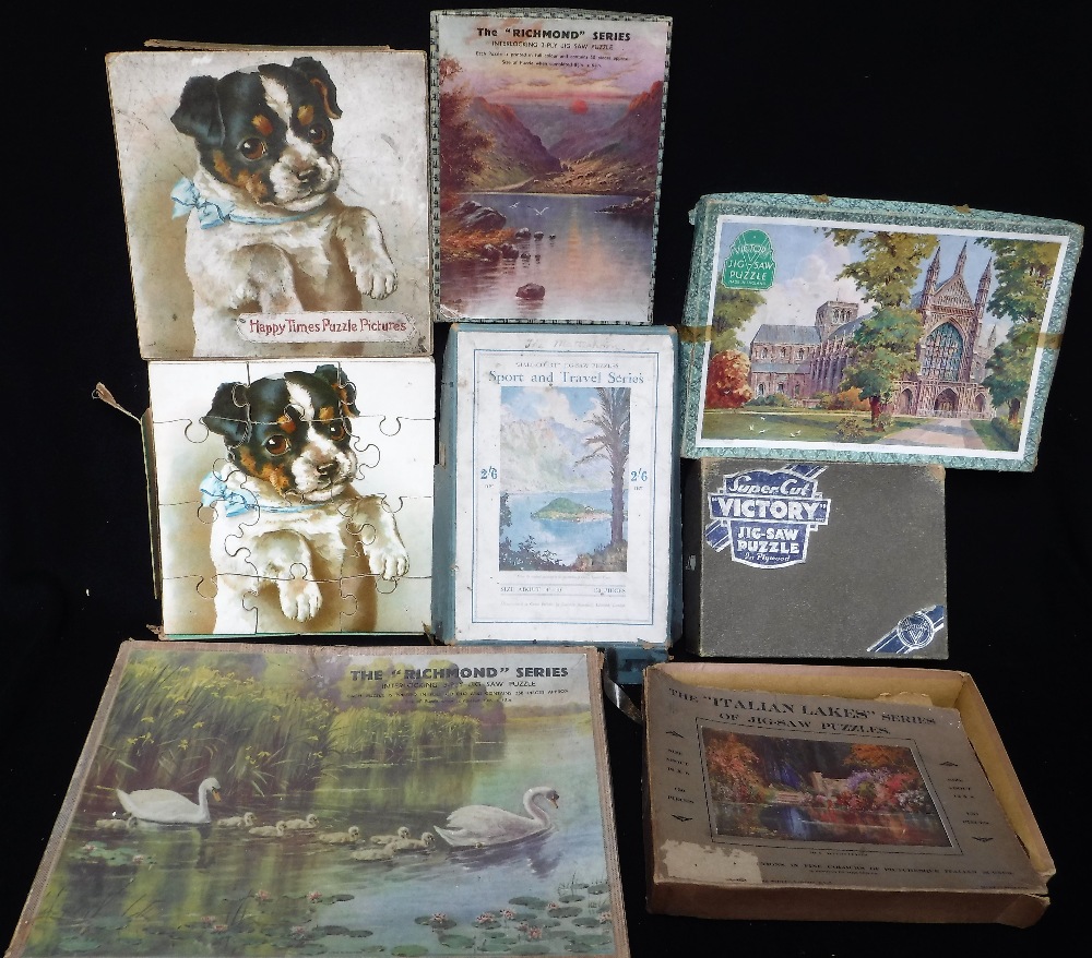 FOUR VICTORIAN 'HAPPY TIMES PUZZLE PICTURES' with matching printed sheets, note box is there but