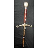 A LARGE SPANISH 'LORD OF THE RINGS' STYLE SWORD with Celtic decoration 57" long