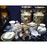 A LARGE PAIR OF SATSUMA VASES and a collection of Oriental ceramics including a globular shaped