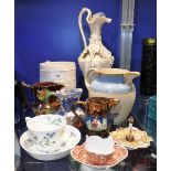 A COLLECTION OF VICTORIAN AND SIMILAR JUGS and other ceramics