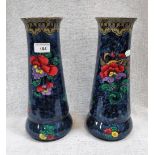 A PAIR OF LOSOL WARE VASES with floral decoration