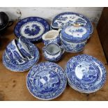 THE RESIDUE OF A COPELAND SPODE ITALIAN BLUE AND WHITE TEASET and other blue and white china items