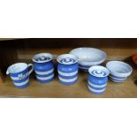 A COLLECTION OF T G GREEN KITCHENWARE ITEMS including three lidded canisters, two mixing bowls and a