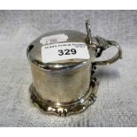 A VICTORIAN SILVER DRUM MUSTARD with flared base