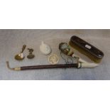 A TORTOISESHELL AND SILVER-BACKED BRUSH, a Meerschaum pipe and sundries