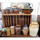 A COLLECTION OF LATE 19TH CENTURY STONEWARE including flagons and jugs