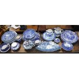 A COLLECTION OF 19TH CENTURY AND LATER BLUE AND WHITE CERAMICS including Copeland Spode 'Italian'