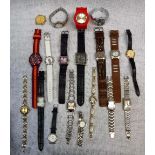 A COLLECTION OF WATCHES, with metal and leather straps