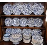 A MASONS IRONSTONE DINNER SERVICE decorated in the blue Batik pattern and other similar blue and