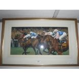 BARRY HOBSON: A horse racing scene, gouache