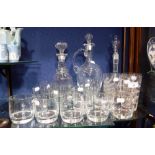 A COLLECTION OF MIXED GLASSWARE including a set of six Whitefriars crystal tumblers