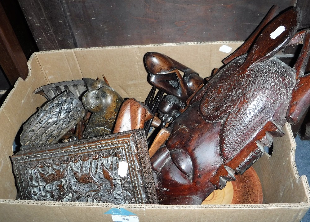 A BOX OF WOODEN WARES