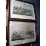 A 19TH CENTURY LITHOGRAPH AFTER HENRY ALKEN: 'The Quorn Hunt', in a maple frame and another similar