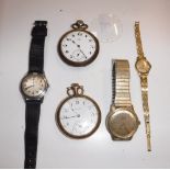 AN OMEGA AUTOMATIC GENTLEMAN'S SEAMASTER WRISTWATCH and an Omega open-face pocket watch, another and