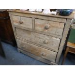 A 19TH CENTURY ELM AND PINE CHEST OF DRAWERS, the drawers lined with Victorian wallpaper, 38" wide