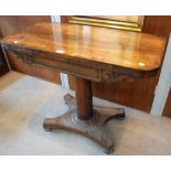 A REGENCY ROSEWOOD CARD TABLE with platform base, 36" wide