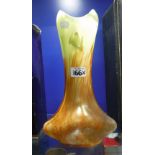 A 'DAUM' STYLE ART NOUVEAU YELLOW AND ORANGE GLASS VASE, 12" high