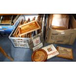 A LARGE COLLECTION OF MARQUETRY INLAID PICTURES, some unmade kits