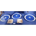 THREE VINTAGE ADVERTISING TRAYS 'Cognac, Martell Brandy' and two New Hall transfer decorated pin