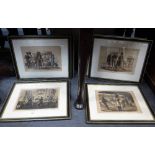 A SERIES OF 19TH CENTURY COLOURED ETCHINGS by R Peake, depicting Parisian scenes, in black and