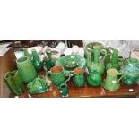 A COLLECTION OF FLEMISH GREEN GLAZED POTTERY in the Art Nouveau style