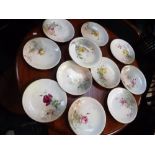 A LATE 19TH CENTURY ROYAL WORCESTER HAND PAINTED PART DESSERT SERVICE, decorated with flowers