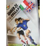 A VINTAGE FOOTBALL POSTER 'Federazione Italiana Giuoco Calcio ' Under 21 in England 10th July-6th