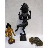 A BODHISATTVA, a metal Deity and a lacquer figure