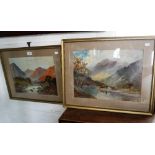 DAVID WATTS, SSA: A pair of late 19th century oil on board mountainous scenes