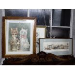 AFTER LOUIS WAIN: A VICTORIAN CHROMOLITHOGRAPH 'A Happy Pair' depicting a cat marriage and two other