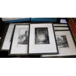 EDWARD BREWER: 'Westminster', etching and various others similar by the same artist