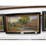 A SERIES OF THREE 20TH CENTURY OIL ON CANVAS PAINTINGS OF RURAL SCENES, indistinctly signed