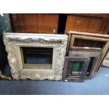 TWO 19TH CENTURY MOULDED AND GILT GESSO PICTURE FRAMES and a further collection of frames