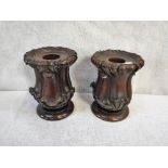 A PAIR OF VICTORIAN CARVED WOODEN TURNINGS