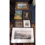 A VICTORIAN WATERCOLOUR OF A SHEPHERD signed W Foster and other pictures and prints