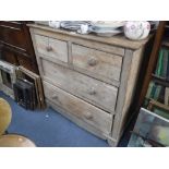 A 19TH CENTURY ELM AND PINE CHEST OF DRAWERS with drawers lined with Victorian wallpaper, 38" wide