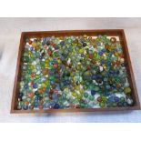 A COLLECTION OF GLASS MARBLES