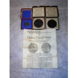 TWO RMS LUSITANIA MEDALS in original card boxes and a 1935 silver jubilee medal in original card