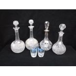 A PAIR OF VICTORIAN CUT GLASS DECANTERS and similar glassware