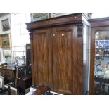 A VICTORIAN MAHOGANY DOUBLE WARDROBE, fitted a single drawer below, 85" high x 53" wide