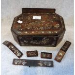 A CHINESE ROSEWOOD CASKET inlaid with mother-of-pearl