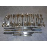 A CONTINENTAL SILVER CANTEEN OF CUTLERY, a seven place setting, comprising seven knives, seven forks