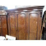 A VICTORIAN MAHOGANY TRIPLE WARDROBE, 81.5" high x 76" wide