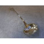 A HEAVY VICTORIAN SILVER LADLE, double struck Kings pattern, London 1897, 33cms