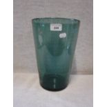 WHITEFRIARS: A LARGE GREEN BUBBLE VASE with tapering sides