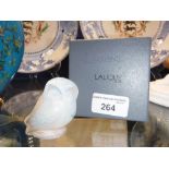A LALIQUE OPALESCENT GLASS OWL, with signed base, in original box