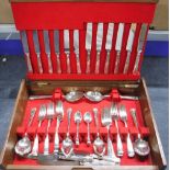 A CANTEEN OF PLATED CUTLERY IN FITTED BOX